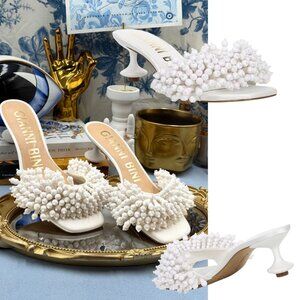 🆕 GIANNI BINI 🧿 NWOB Lonzo Beaded Square Toe Slide Sandals, White -  Sz 7